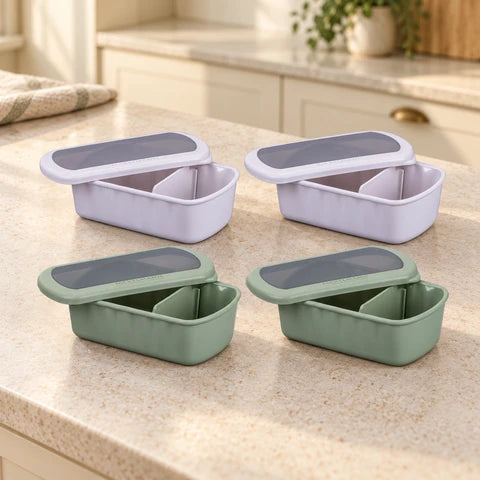 Lot de 4 lunch box compartimentées 1L avec 4 ustensiles de cuisine Fackelmann Storage