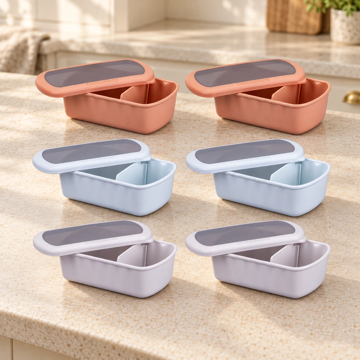 Lot de 6 lunch box 1 L avec 6 ustensiles de cuisine Fackelmann Storage