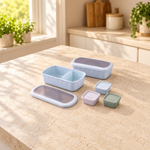 Lot de 2 lunch box 1L avec 3 boites à sauce Fackelmann Storage