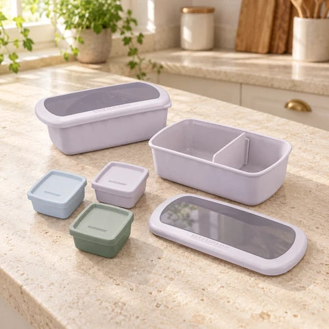 Lot de 2 lunch box 1L avec 3 boîtes à sauce Fackelmann Storage