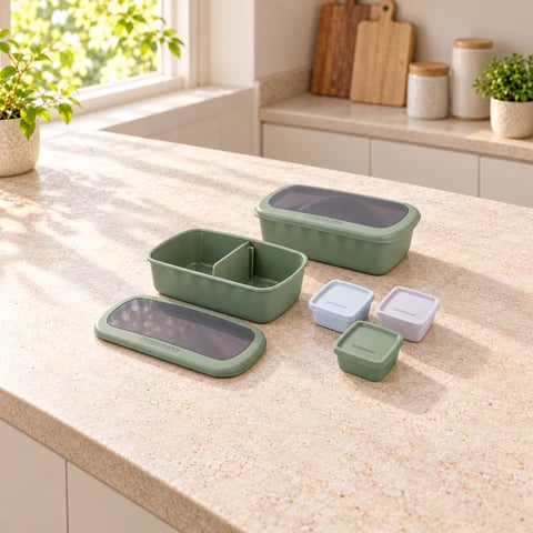 Lot de 2 lunch box 1L avec 3 boites à sauce Fackelmann Storage