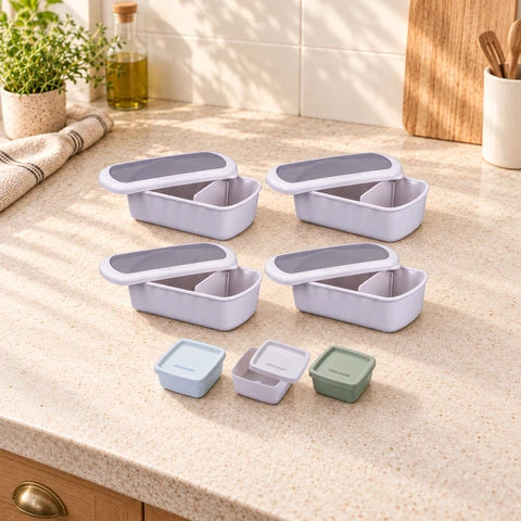 Lot de 4 lunch box 1L avec 3 boîtes à sauce Fackelmann Storage