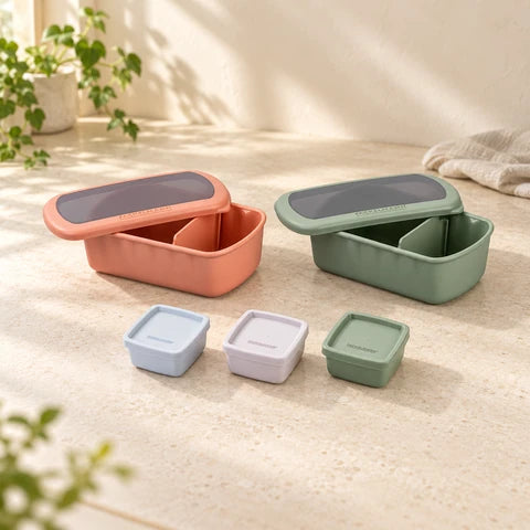 Lot de 2 lunch box 1L avec 3 boîtes à sauce Fackelmann Storage
