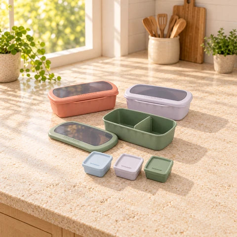 Lot de 3 lunch box 1L avec 3 boites à sauce Fackelmann Storage