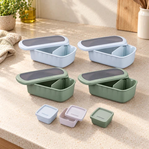 Lot de 4 lunch box 1L avec 3 boites à sauce Fackelmann Storage