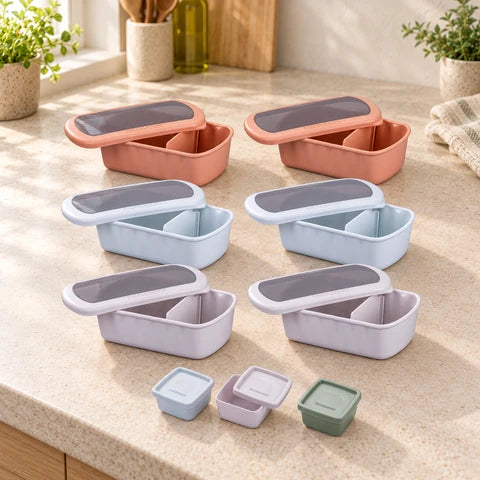 Lot de 6 lunch box 1,2L avec 3 boites à sauce Fackelmann Storage